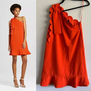 Victoria Beckham for Target orange scalloped one shoulder dress size XS